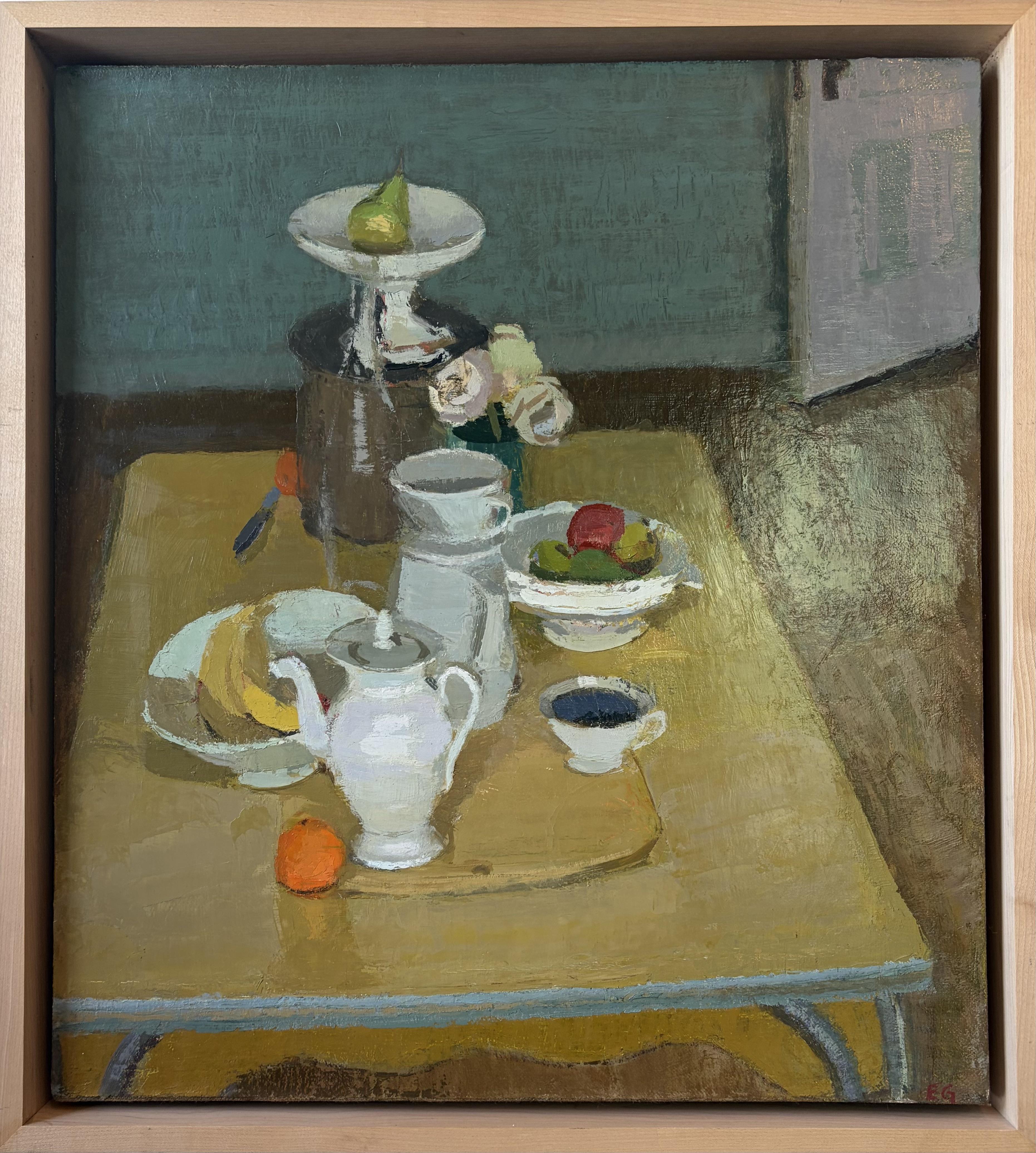 Yellow Table with Fruit & Teapot